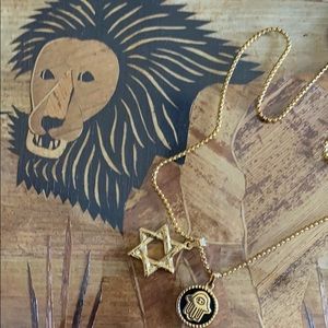 YG over stainless steel Star of David & Hamsa Pend